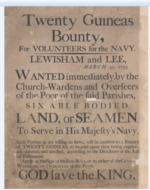 A Royal Navy recruiting broadside from 1795