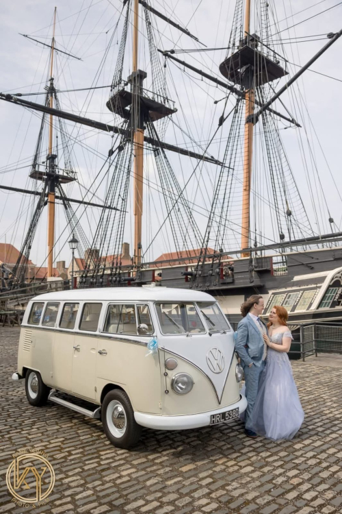 Wedding car on quayside
