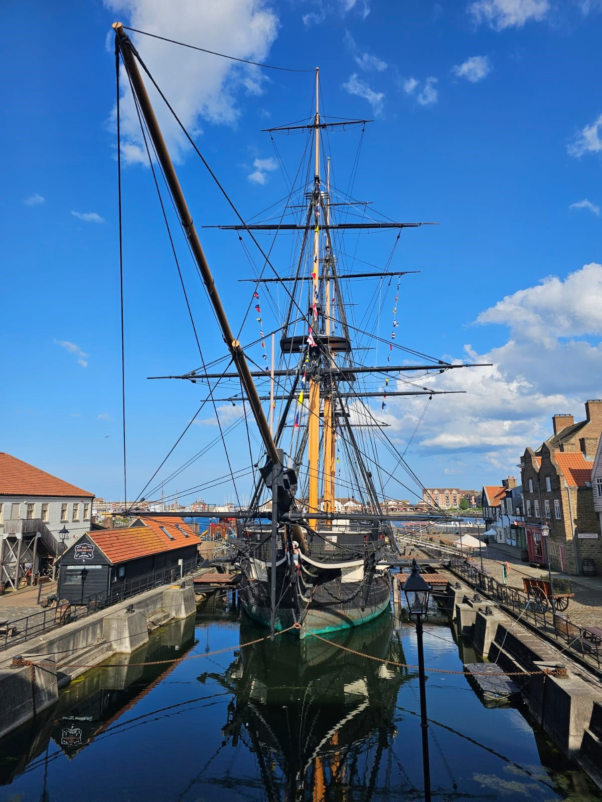 HMS Trincomalee in the water at NMRN Hartlepool