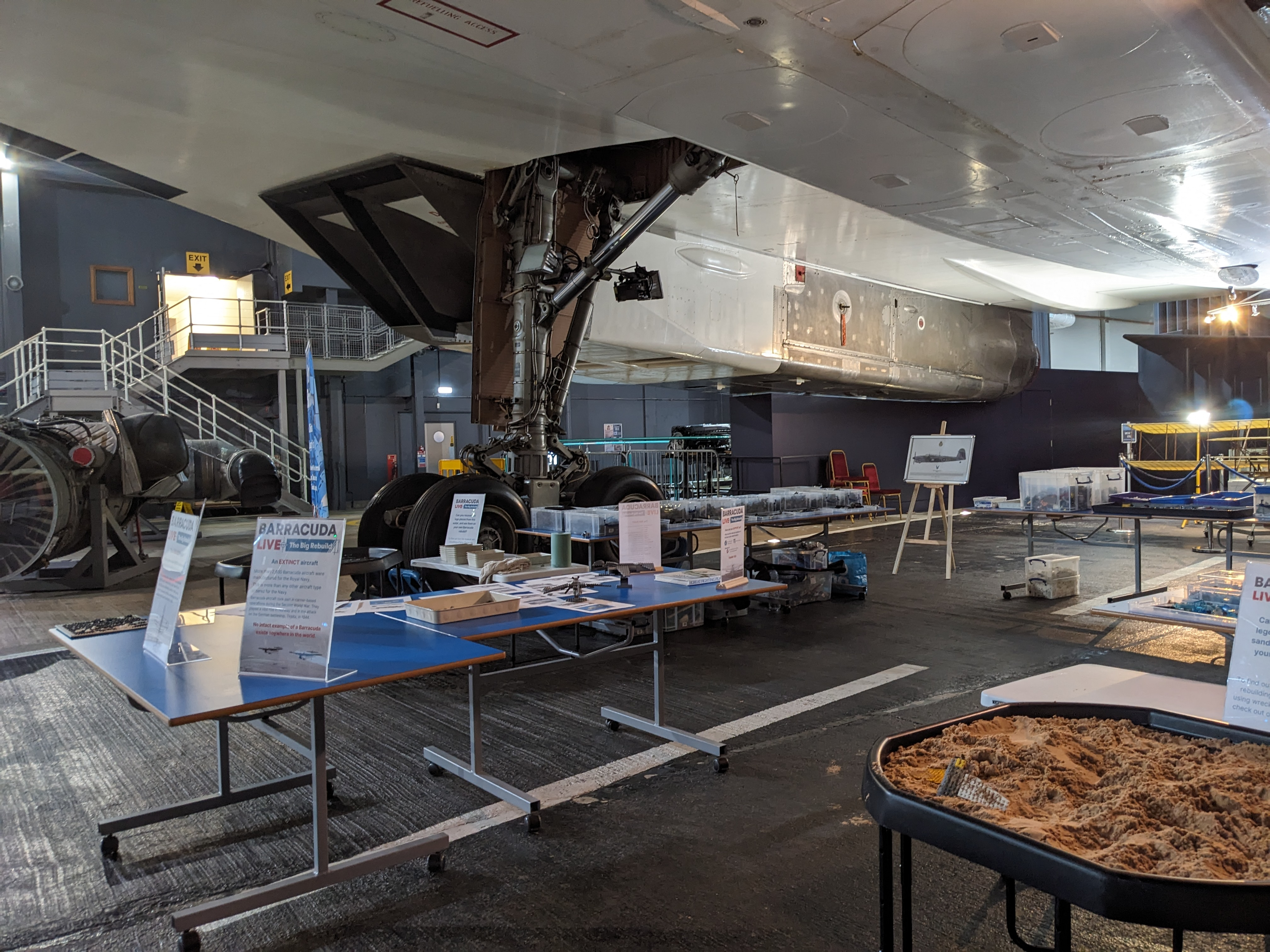 Barracuda Brick Building station under Concorde 002 at Fleet Air Arm Museum