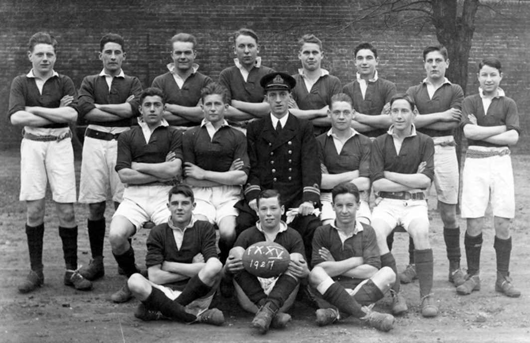 The HMS St. Vincent Rugby Football fifteen photographed on Christmas 1927