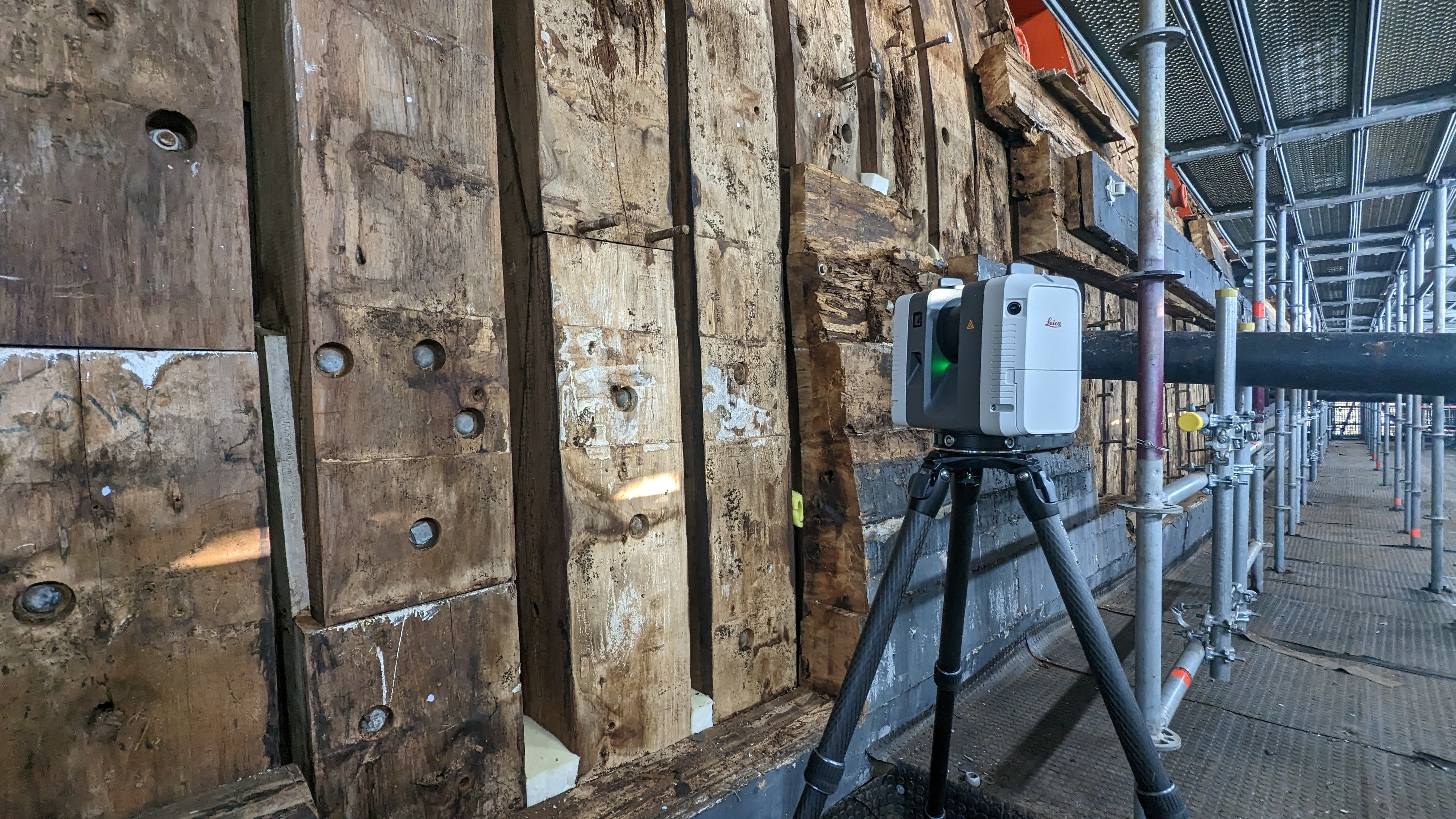 Onboard HMS Victory laser scanning images for the 3D model Credit Dr Rodrigo Pacheco-Ruiz