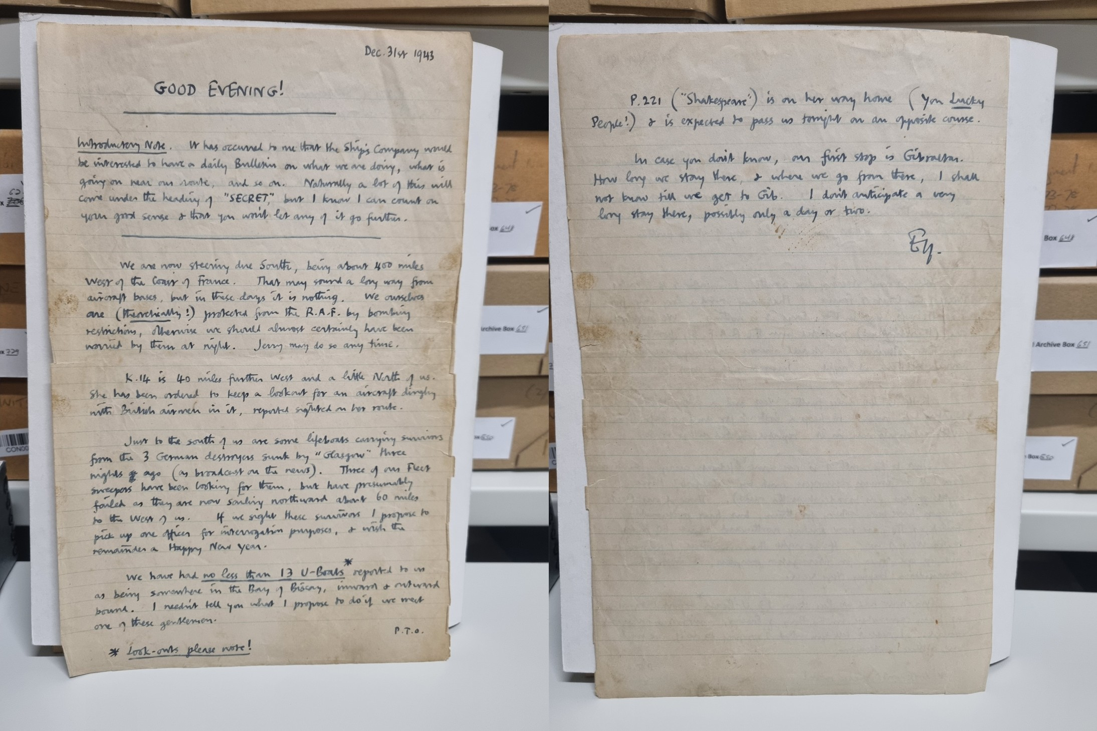 A handwritten newspaper for the crew of a submarine