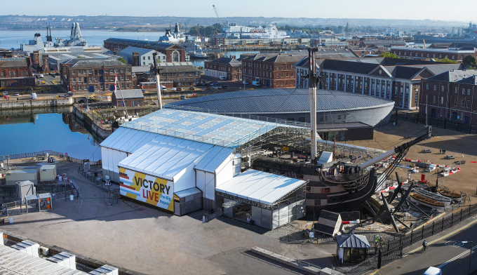 HMS Victory and Mary Rose Museum aerial shot