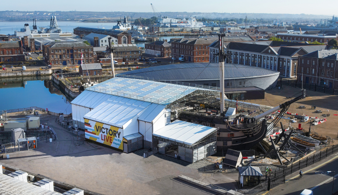 HMS Victory and Mary Rose Museum aerial shot