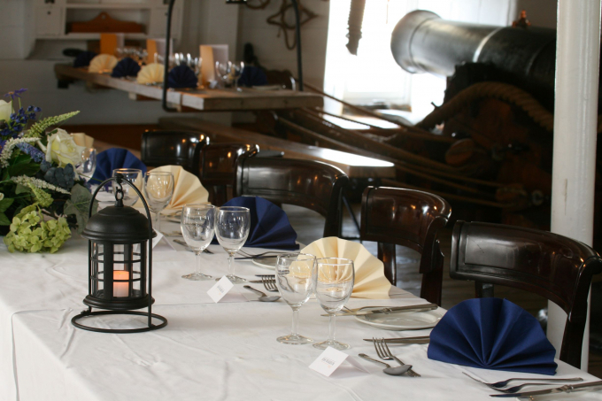 HMS Warrior sit down dinner table layout