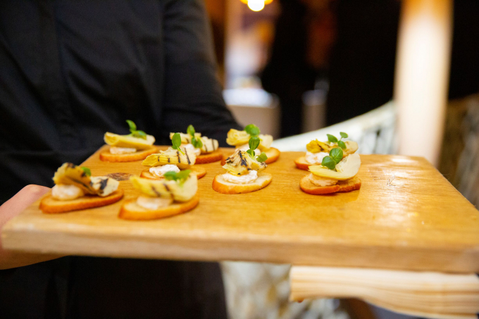 Canapes served on HMS Victory networking event