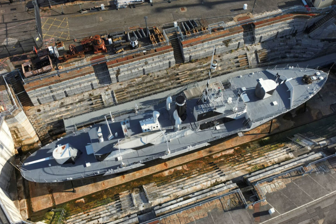 An aerial view of HMS M.33 from above