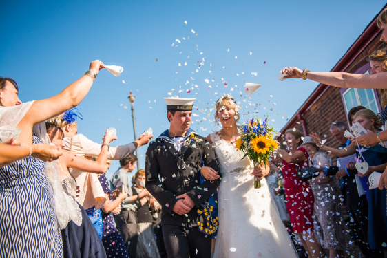 Bride and groom exiting the ceremony