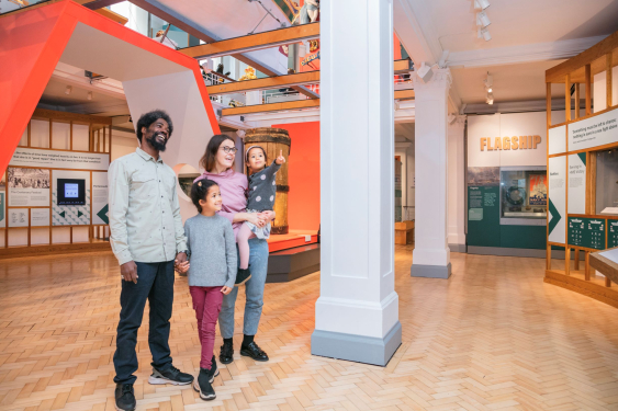 Family exploring the Victory Gallery