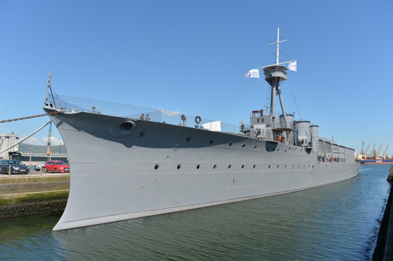 Exterior shot of HMS Caroline