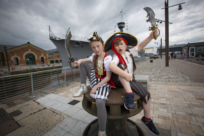Two children dressed as pirates