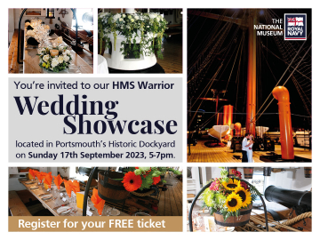 HMS Warrior Wedding Showcase at Portsmouth's Historic Dockyard on 17th September 2023, from 5-7pm