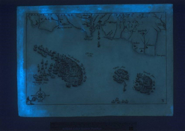 View of an Armada map in ultraviolet light