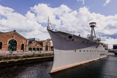 HMS Caroline in dock at Belfast