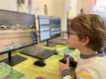 Child playing Minecraft