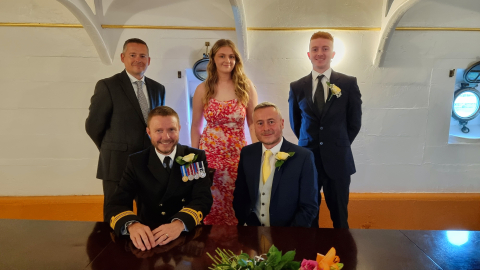 Wedding ceremony captain's cabin HMS Warrior