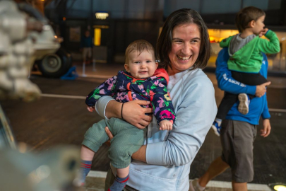 Mother and child smiling