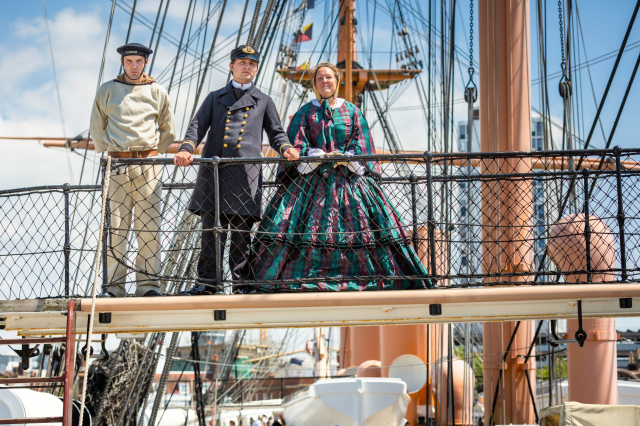 Victorian characters onboard HMS Warrior at Portsmouth Historic Dockyard