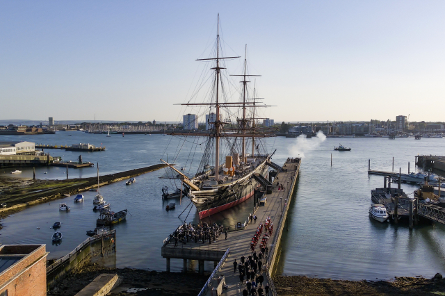 Aerial image of HMS Warrior