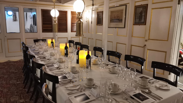 Officer wardroom dining table set up