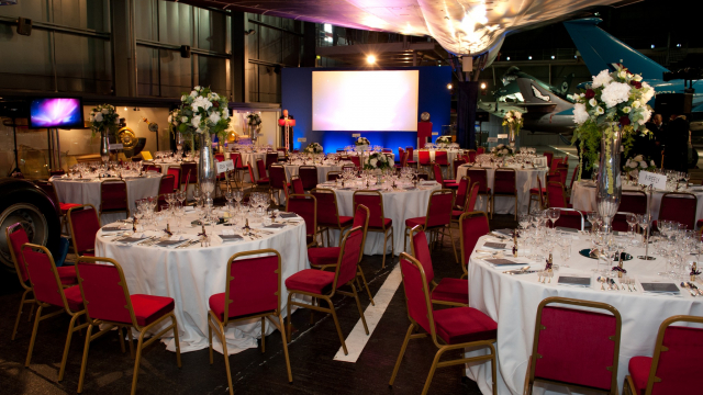 Round table dinner set up under Concorde