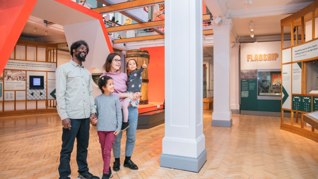 Family exploring the Victory Gallery