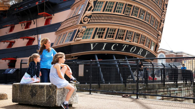Family Outside HMS Victory