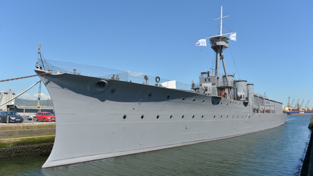 Exterior shot of HMS Caroline
