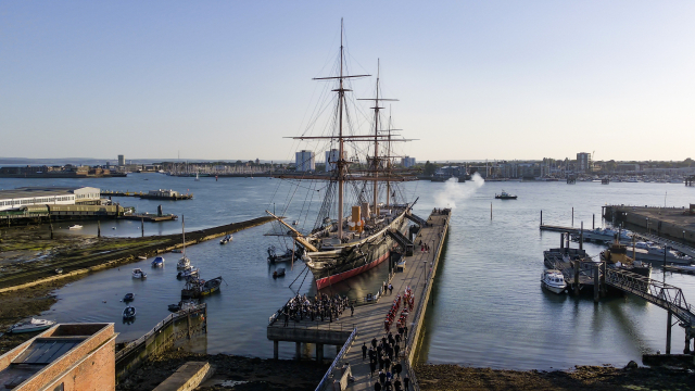 Aerial image of HMS Warrior