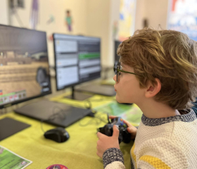 Child playing Minecraft
