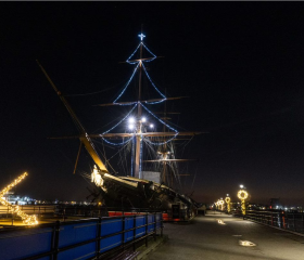 HMS Warrior Decorated for Christmas