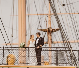 Wedding couple on HMS Warrior