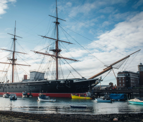 Exterior shot of HMS Warrior