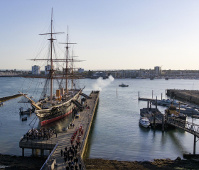 Aerial image of HMS Warrior