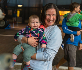 Mother and child smiling