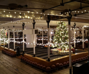HMS Warrior with it's Christmas lights