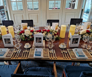 Dinner in the Great Cabin onboard HMS Victory. Credit NMRN