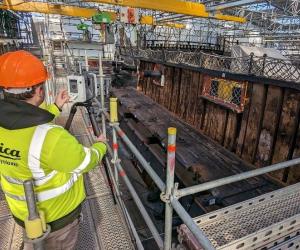 Work being done on the scaffold around HMS Victory