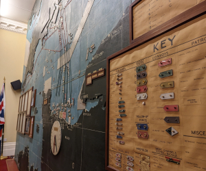 The D-Day map at Southwick house, showcasing the key used to identify different ships