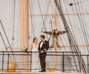Wedding couple on HMS Warrior