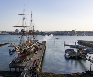 Aerial image of HMS Warrior