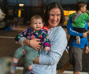 Mother and child smiling