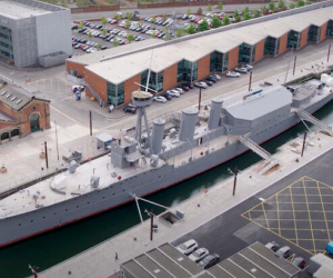 Birdseye view of HMS Caroline