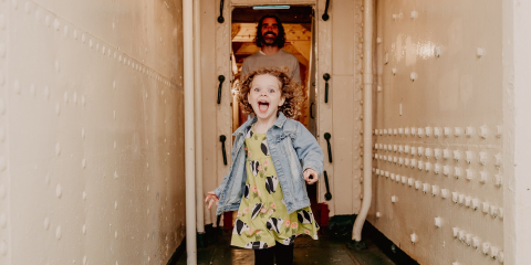 hms victory tour times Child runs down corridor aboard HMS Caroline in Belfast