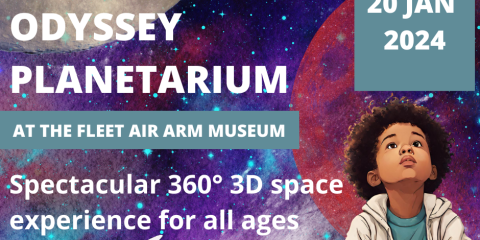 Small child sitting on the floor with a galactic space background 
