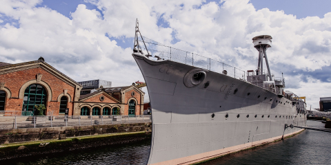 HMS Caroline in dock at Belfast