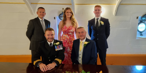Wedding ceremony captain's cabin HMS Warrior