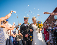 Bride and groom exiting the ceremony